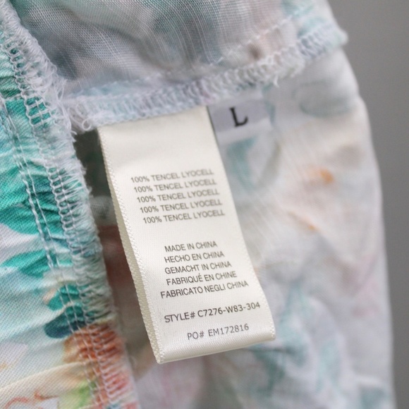 Anthropologie Cloth & Stone Green White Floral A-Line Mini Tiered Skirt SZ Large - Picture 4 of 9